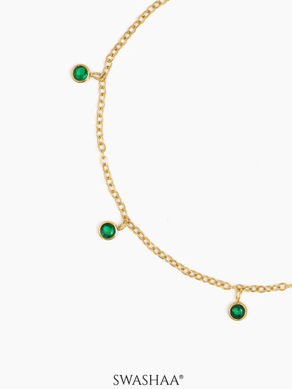 Laariya Emarald Green Diamond 18K Gold Plated Women's Anklet