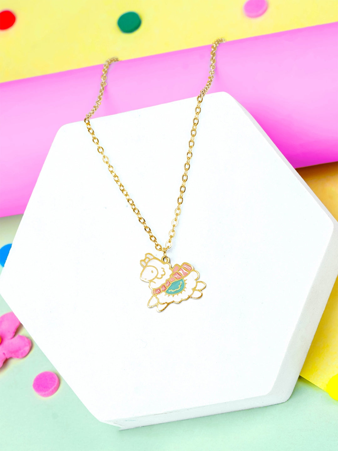 Lady Sheep Charma 18K Gold Plated Kid's Chain Pendant Necklace