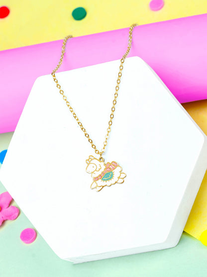 Lady Sheep Charma 18K Gold Plated Kid's Chain Pendant Necklace