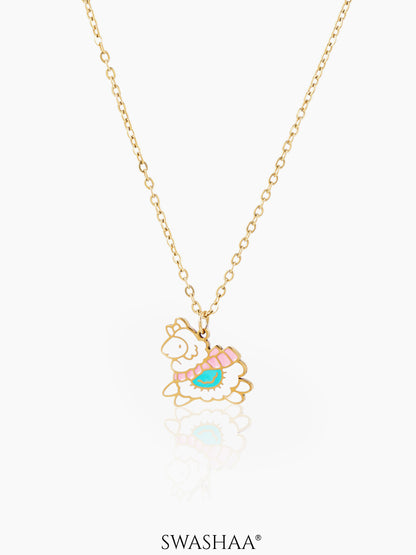 Lady Sheep Charma 18K Gold Plated Kid's Chain Pendant Necklace