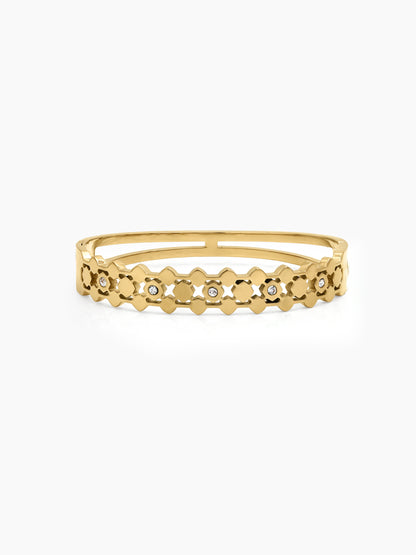 Lareza Cross Link Diamond Solitaire 18K Gold Plated Women's Solid Band Bracelet