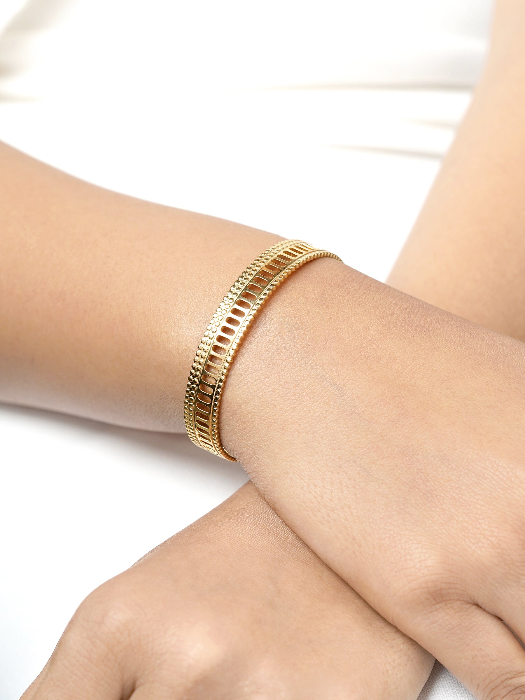Larkin Geometric Classic 18K Gold Plated Cuff Bracelet