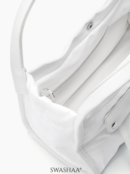 Laura White Nylon Women's Hand Bag