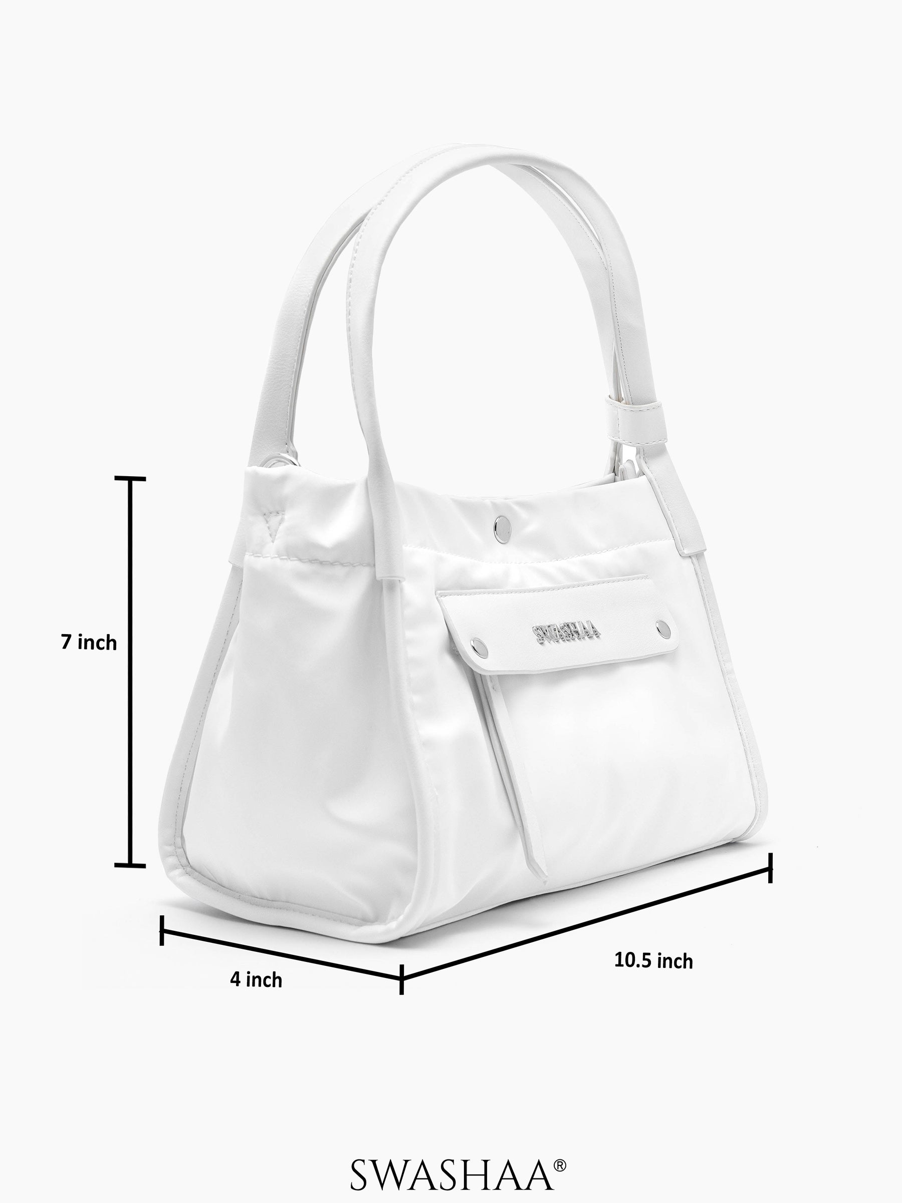 Laura White Nylon Women's Hand Bag