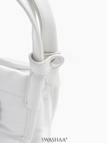 Laura White Nylon Women's Hand Bag