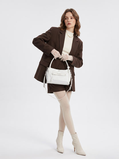 Laura White Nylon Women's Hand Bag