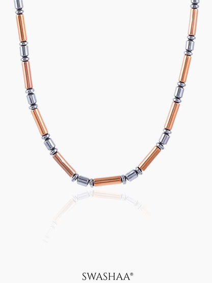 Lauvian Dual Tone Beaded Chain Silver Men's Chain