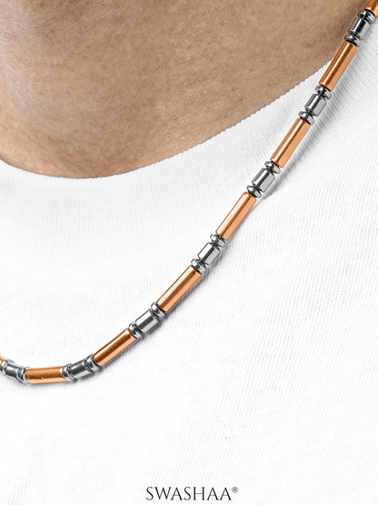 Lauvian Dual Tone Beaded Chain Silver Men's Chain