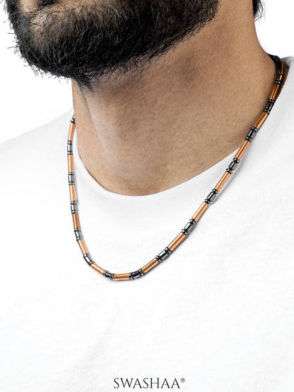 Lauvian Dual Tone Beaded Chain Silver Men's Chain