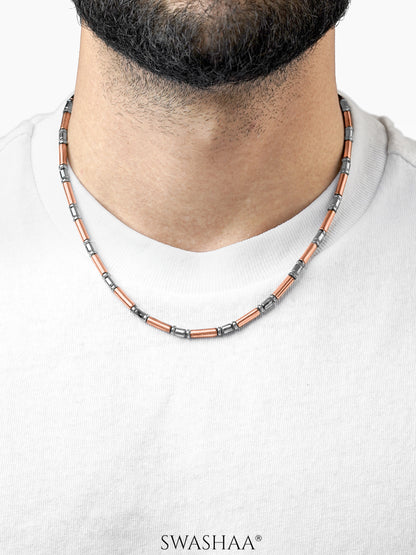 Lauvian Dual Tone Beaded Chain Silver Men's Chain
