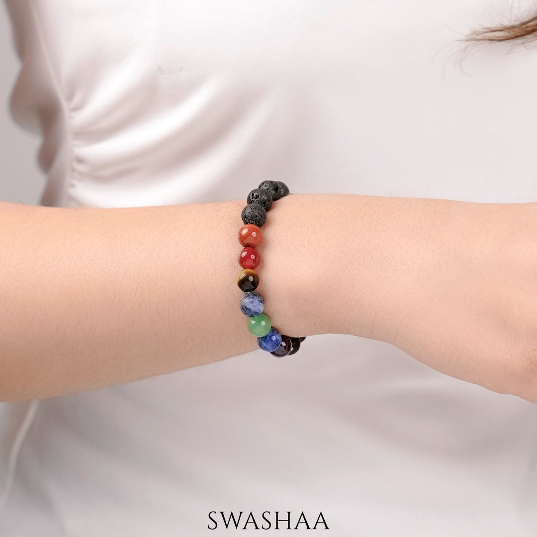 Lava 7 Chakra Women's Beaded Bracelet