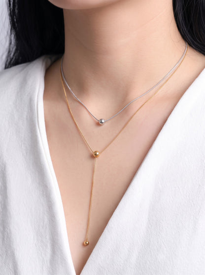 Lavinia Charms 18K Gold Plated - Silver Women's Layered Chain Pendant Necklace
