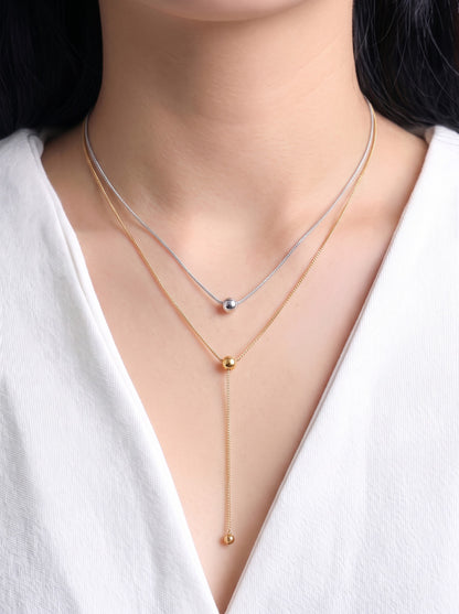 Lavinia Charms 18K Gold Plated - Silver Women's Layered Chain Pendant Necklace
