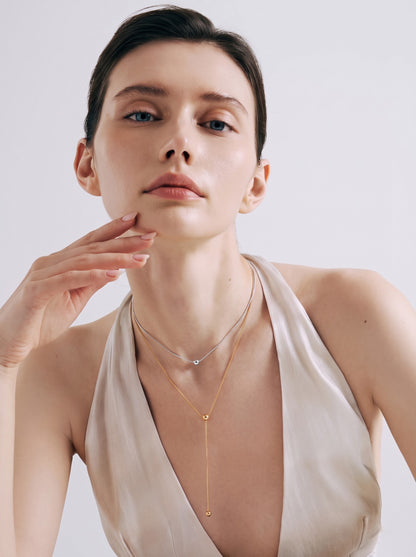 Lavinia Charms 18K Gold Plated - Silver Women's Layered Chain Pendant Necklace