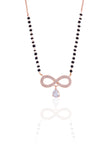 Lavya Infinity Hanging Diamond Charm Rosegold Plated Pendant Mangalsutra