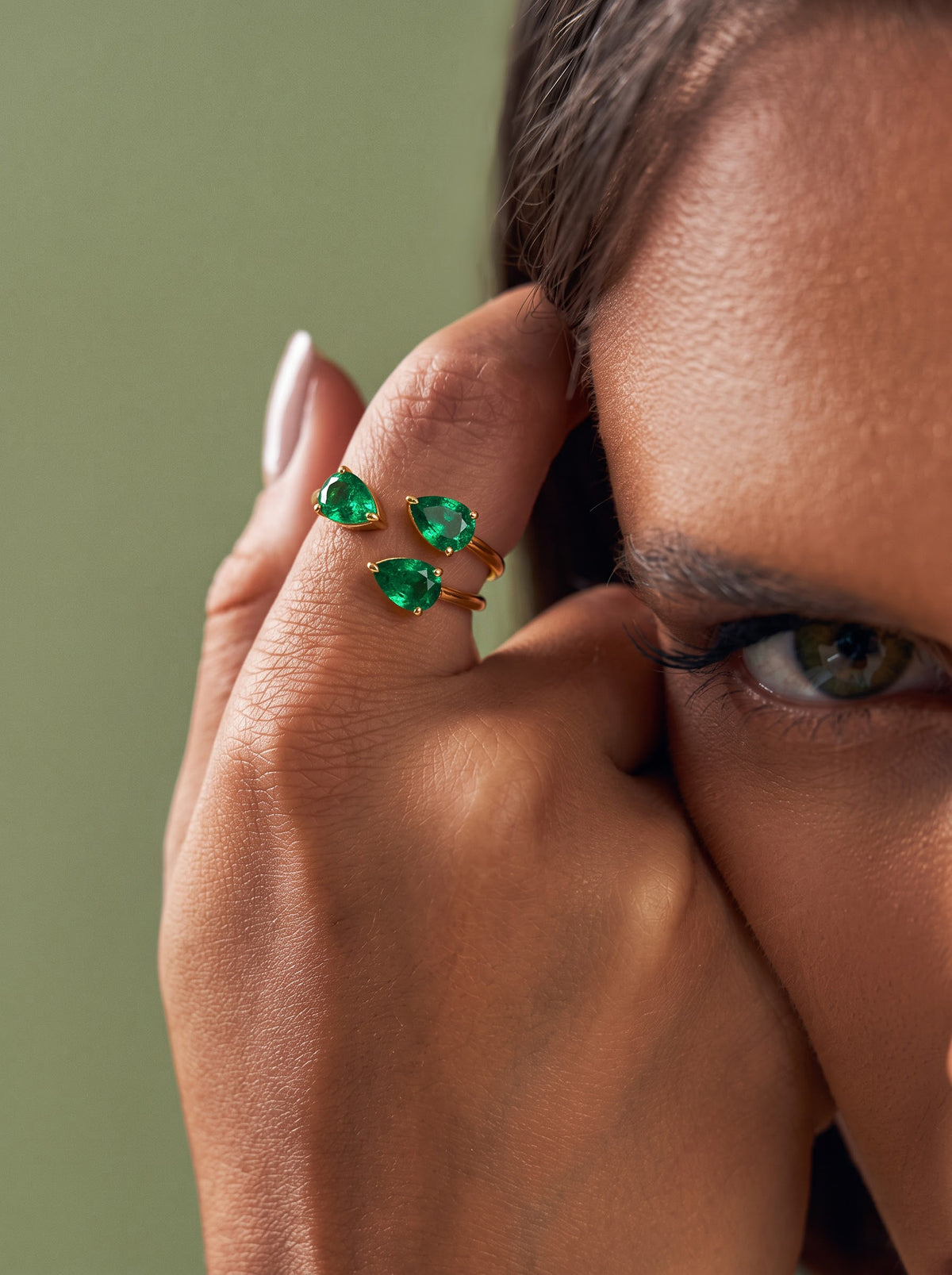 Layla Emerald 18K Gold Plated Women's Ring