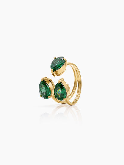 Layla Emerald 18K Gold Plated Women's Ring