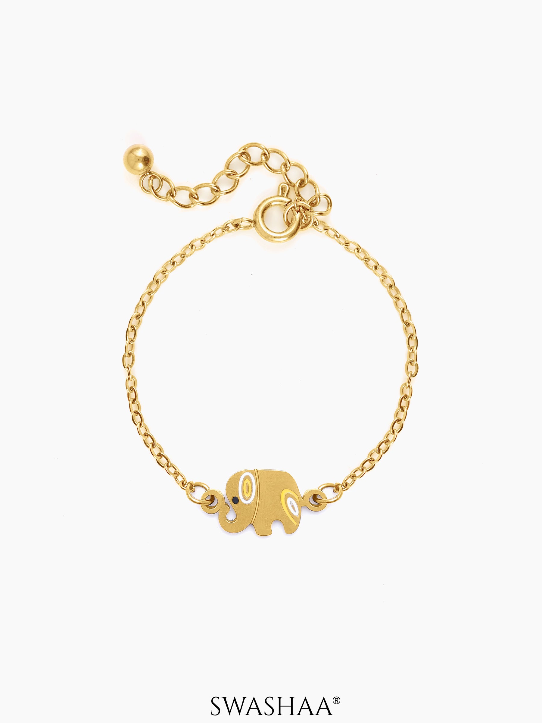 Lazy Elephant Charms 18K Gold Plated Kid's Loose Bracelet