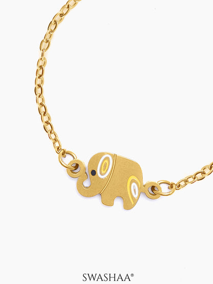 Lazy Elephant Charms 18K Gold Plated Kid's Loose Bracelet