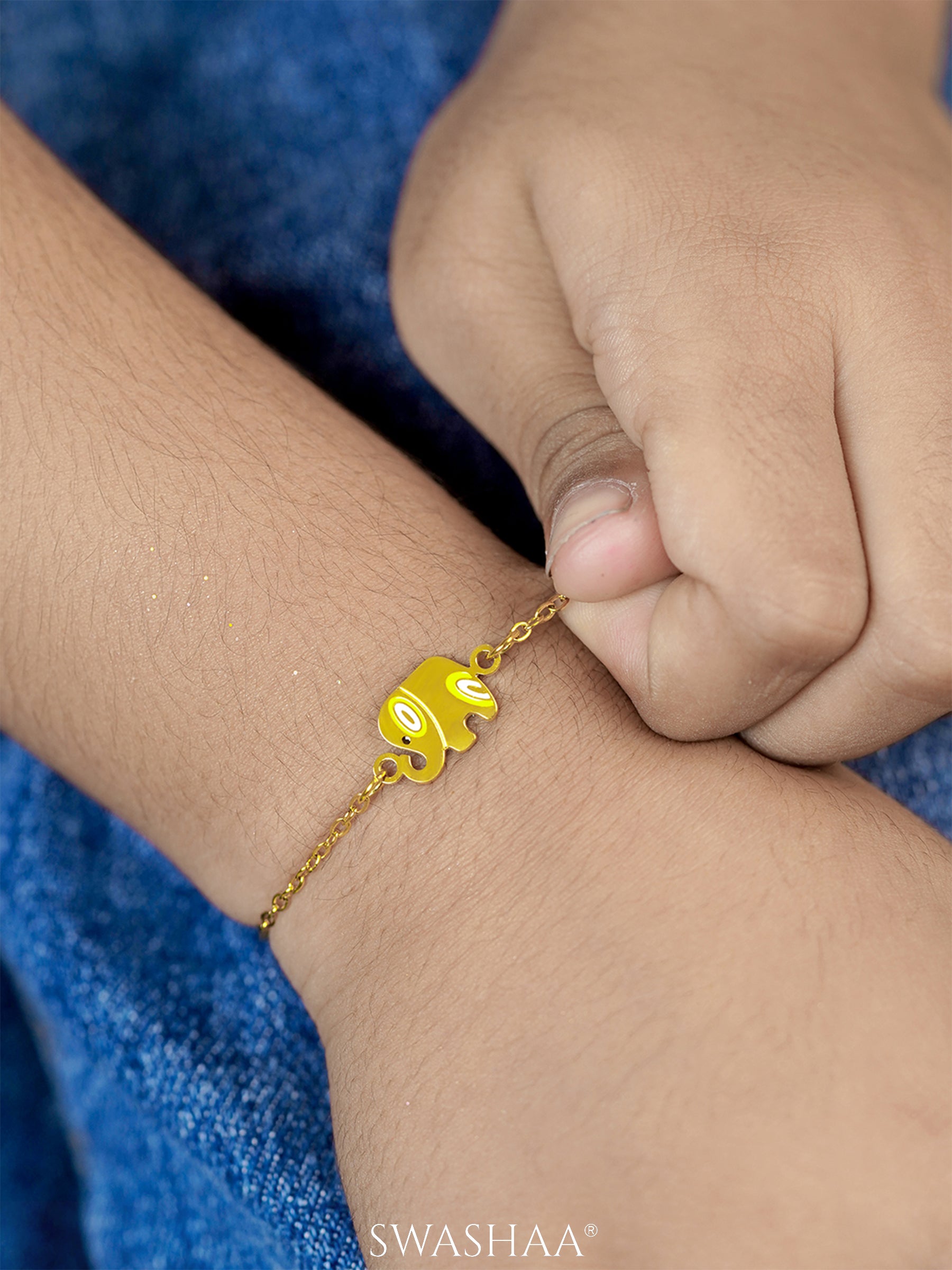 Lazy Elephant Charms 18K Gold Plated Kid's Loose Bracelet