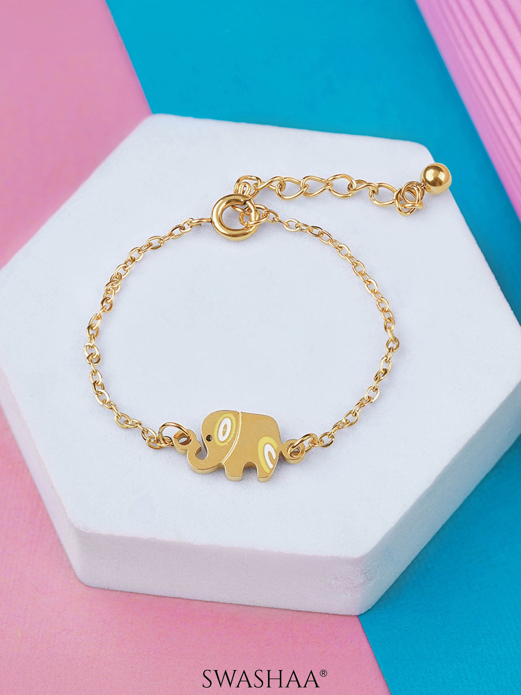 Lazy Elephant Charms 18K Gold Plated Kid's Loose Bracelet