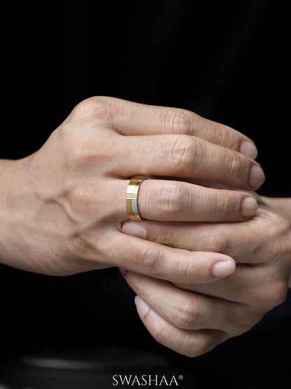 Leander Dual CZ Diamond  Band Men's Ring