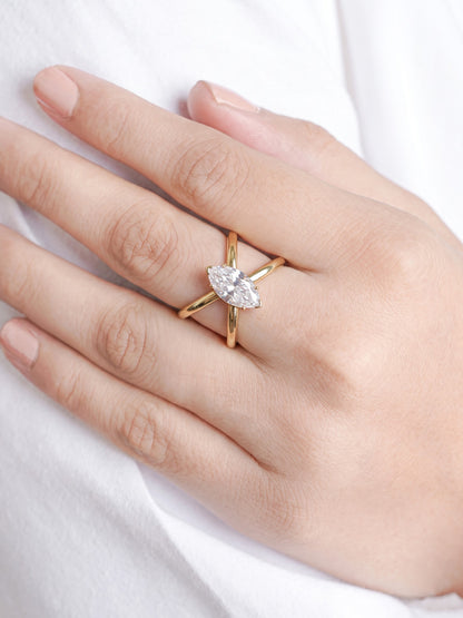 Lenavia Solitaire Diamond 18K Gold Plated Women's Ring