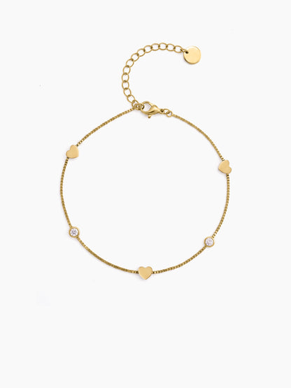 Lennixa Heart Diamond 18K Gold Plated Women's Anklet