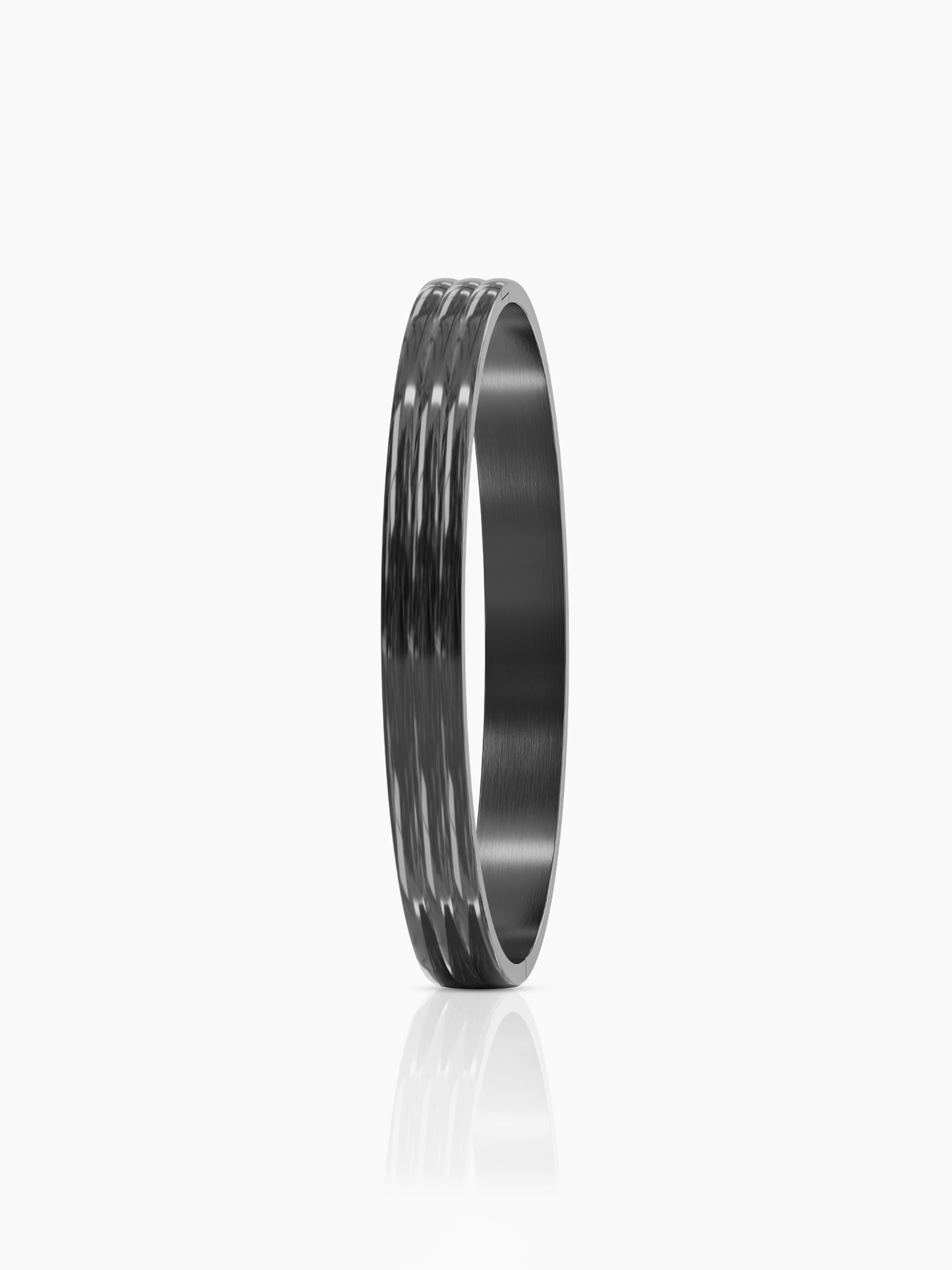 Leo Triple Ridge Glossy Black Men's Kada