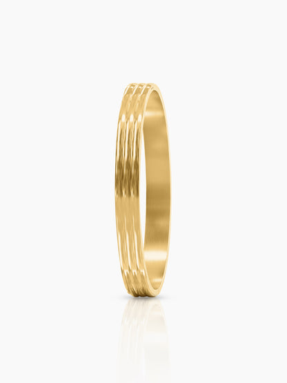 Leo Triple Ridge Glossy 18K Gold Plated Men's Kada