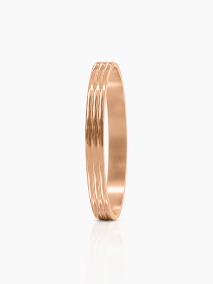 Leo Triple Ridge Glossy Rosegold Plated Men's Kada