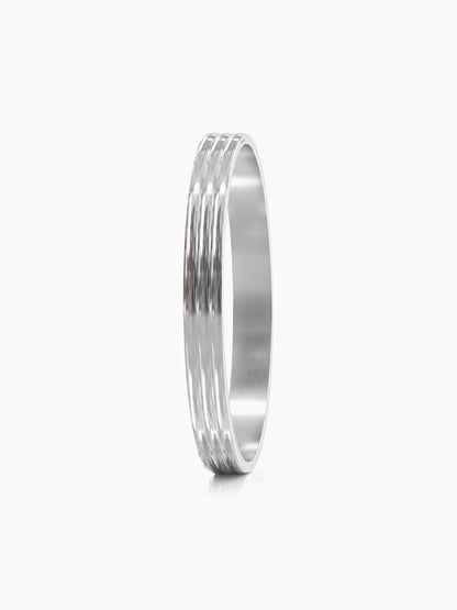 Leo Triple Ridge Glossy Silver Men's Kada