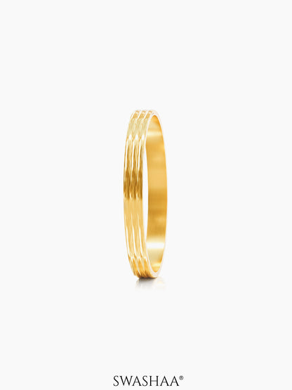 Leo Triple Ridge Glossy 18K Gold Plated Men's Kada