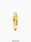 Leo Triple Ridge Glossy 18K Gold Plated Men's Kada