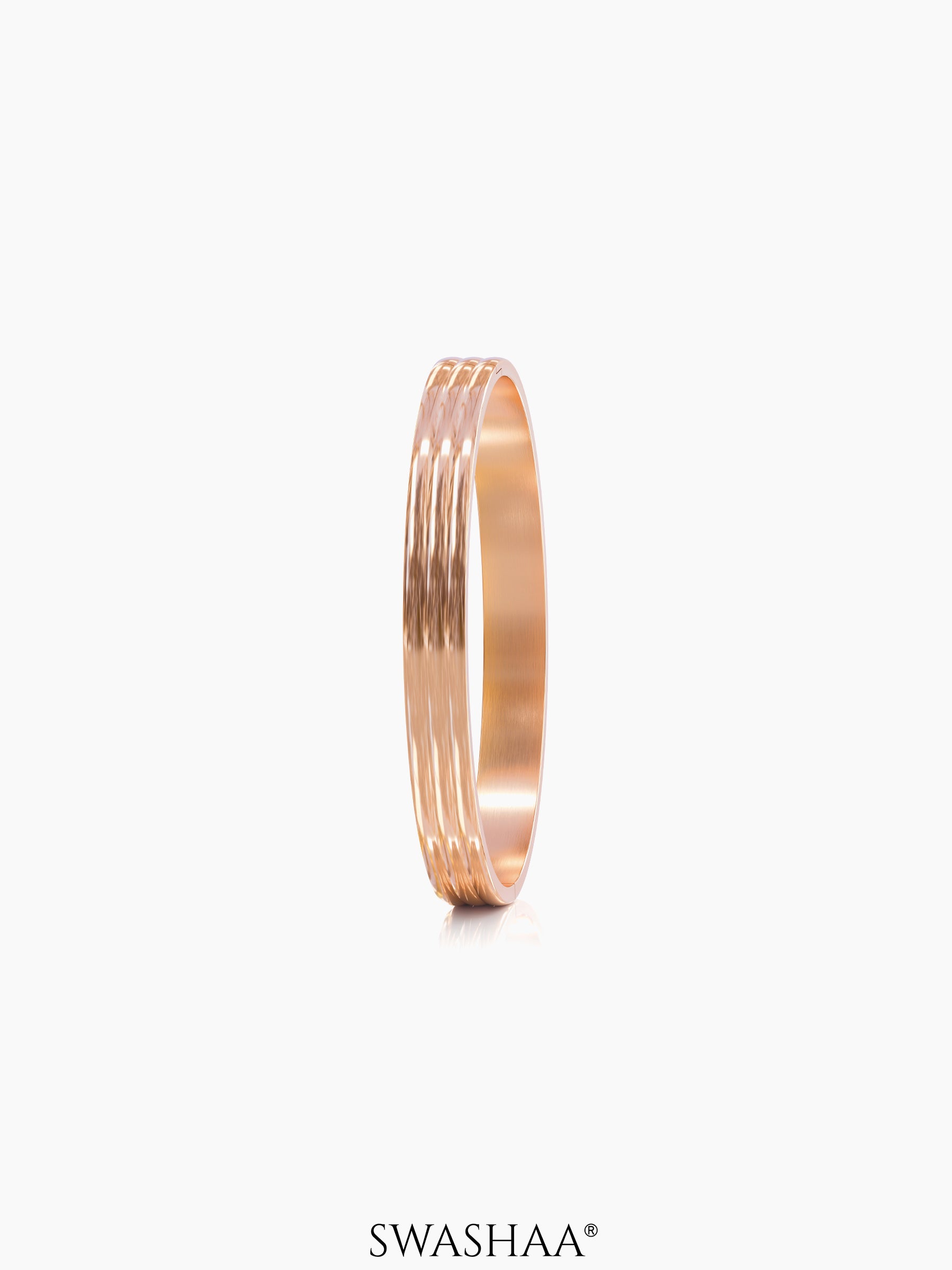 Leo Triple Ridge Glossy Rosegold Plated Men's Kada