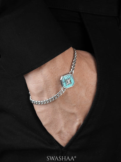 Leoben Turquoise Silver Men's Chain Loose Bracelet