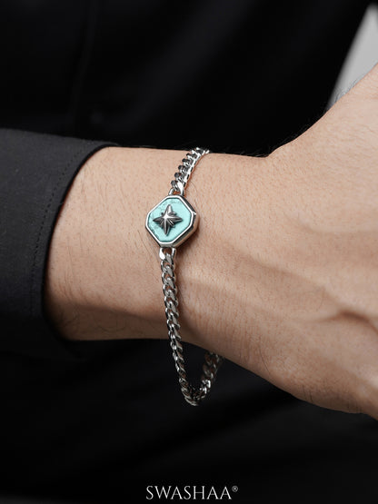 Leoben Turquoise Silver Men's Chain Loose Bracelet