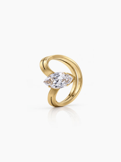 Leonie Marquise Solitaire Diamond 18K Gold Plated Women's Ring
