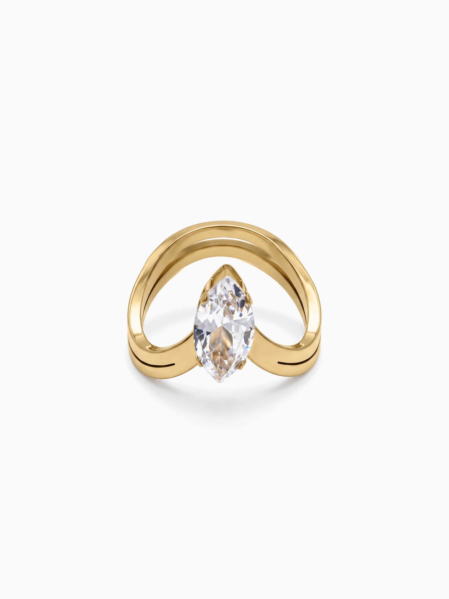 Leonie Marquise Solitaire Diamond 18K Gold Plated Women's Ring