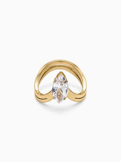 Leonie Marquise Solitaire Diamond 18K Gold Plated Women's Ring
