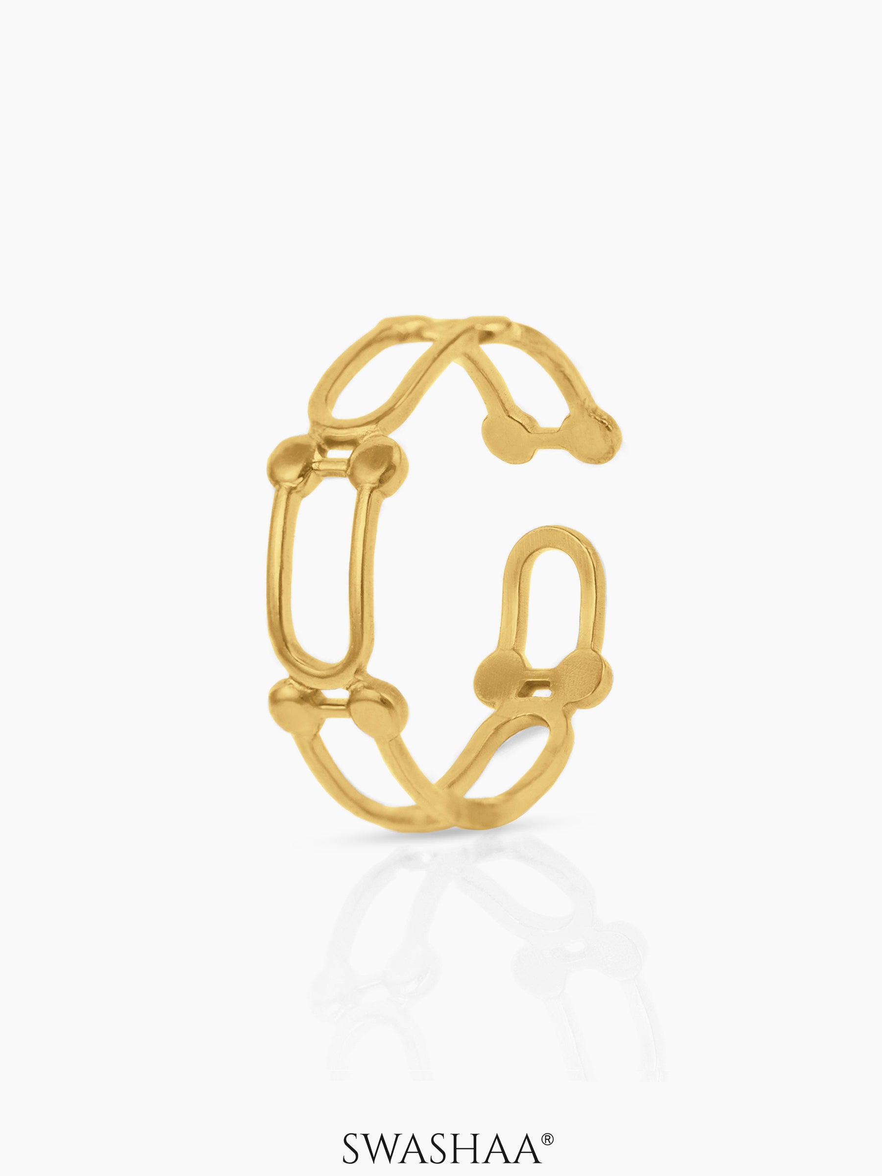 Levi Hollow Frame 18K Gold Plated Ring
