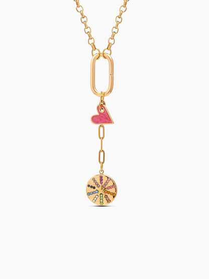 Levity Red Heart Star Multi Diamond 18K Gold Plated Women's Chain Pendant Necklaces
