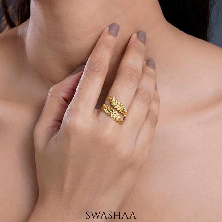 Leyla Leaf 18K Gold Plated Ring