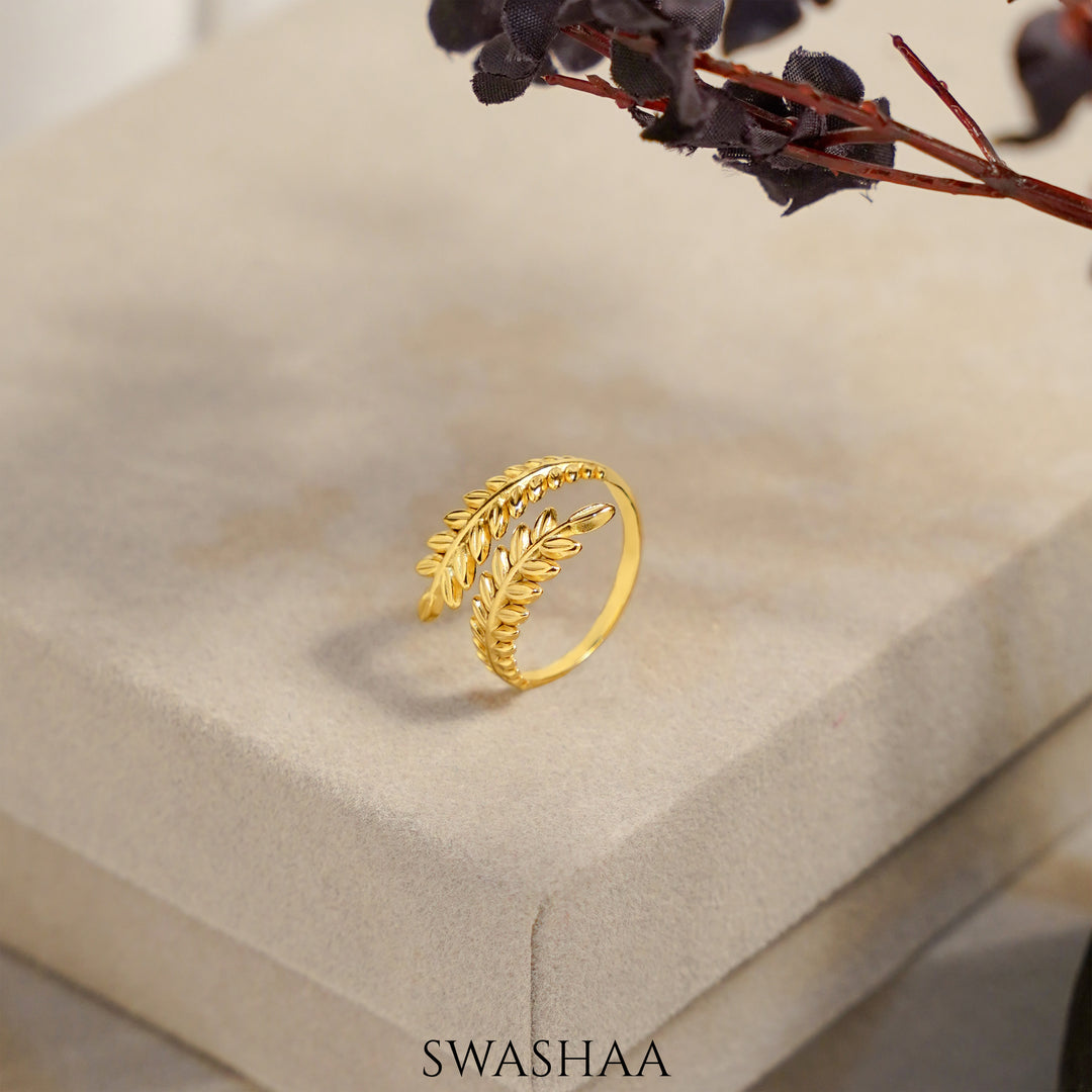 Leyla Leaf 18K Gold Plated Ring