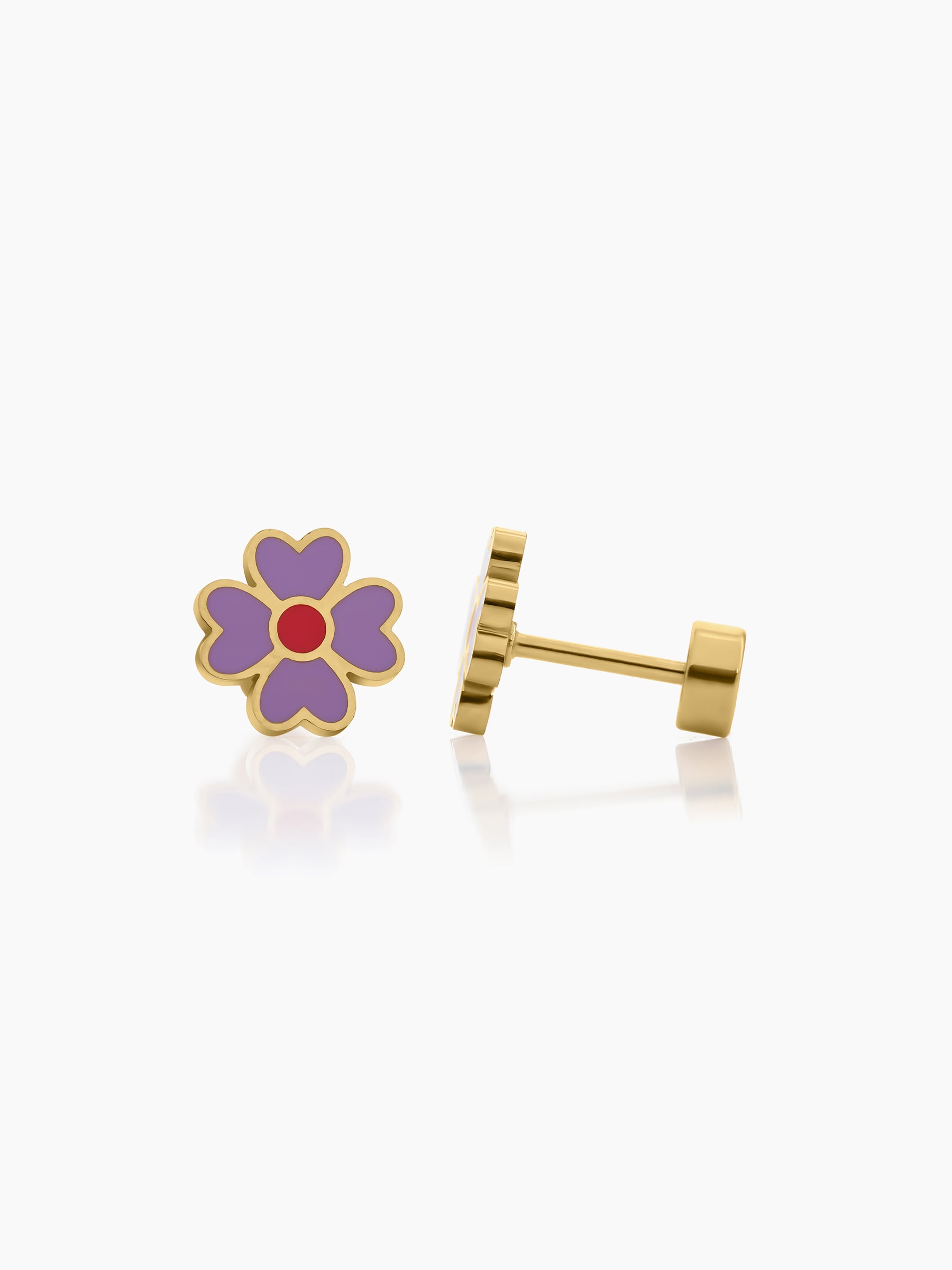 Lilac Flower 18K Gold Plated Kid's Earrings - Swashaa