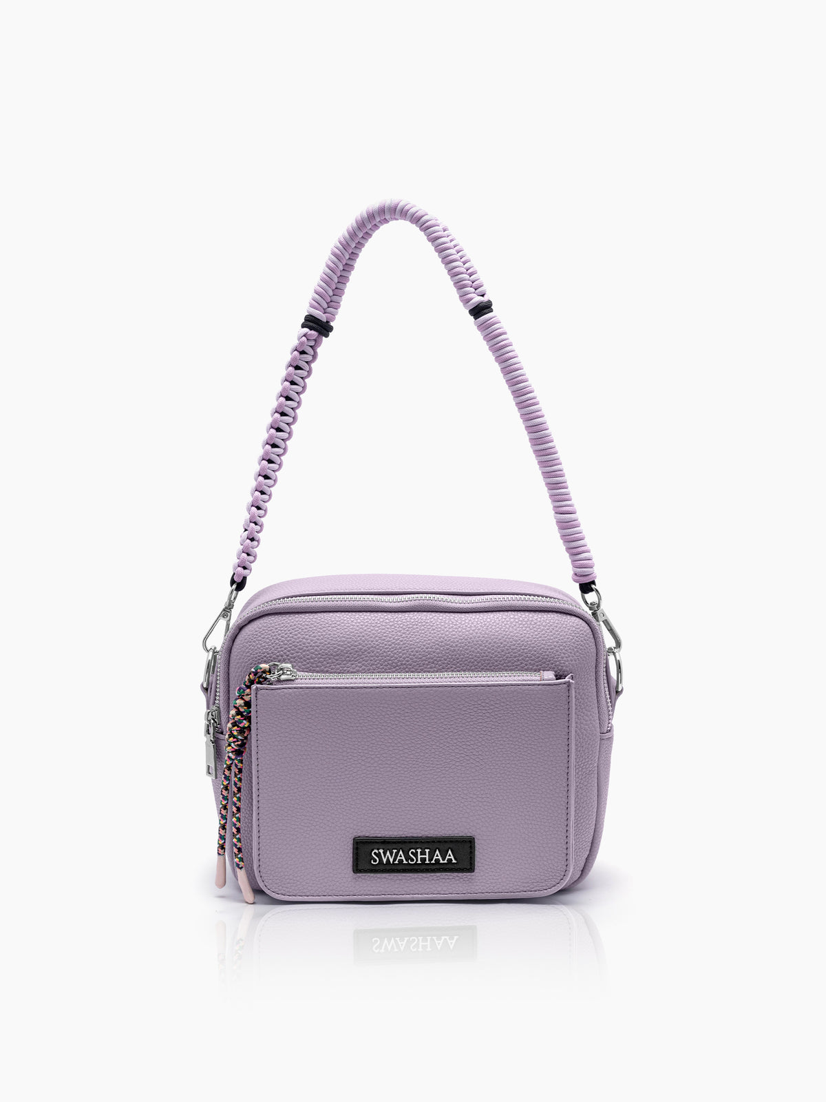 Lilac Lavander Two Pocket Women's Leather Shoulder Bag