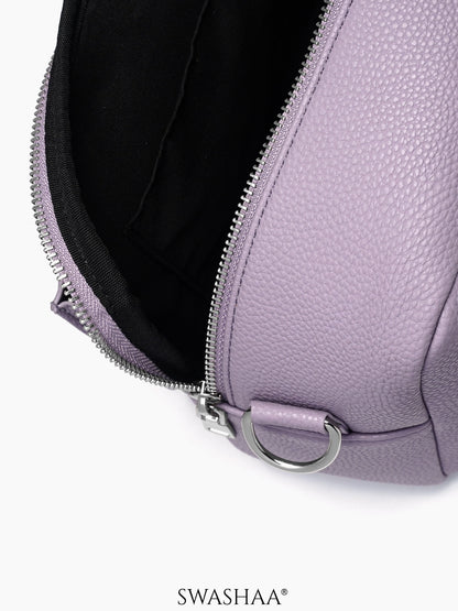Lilac Lavander Two Pocket Women's Leather Shoulder Bag