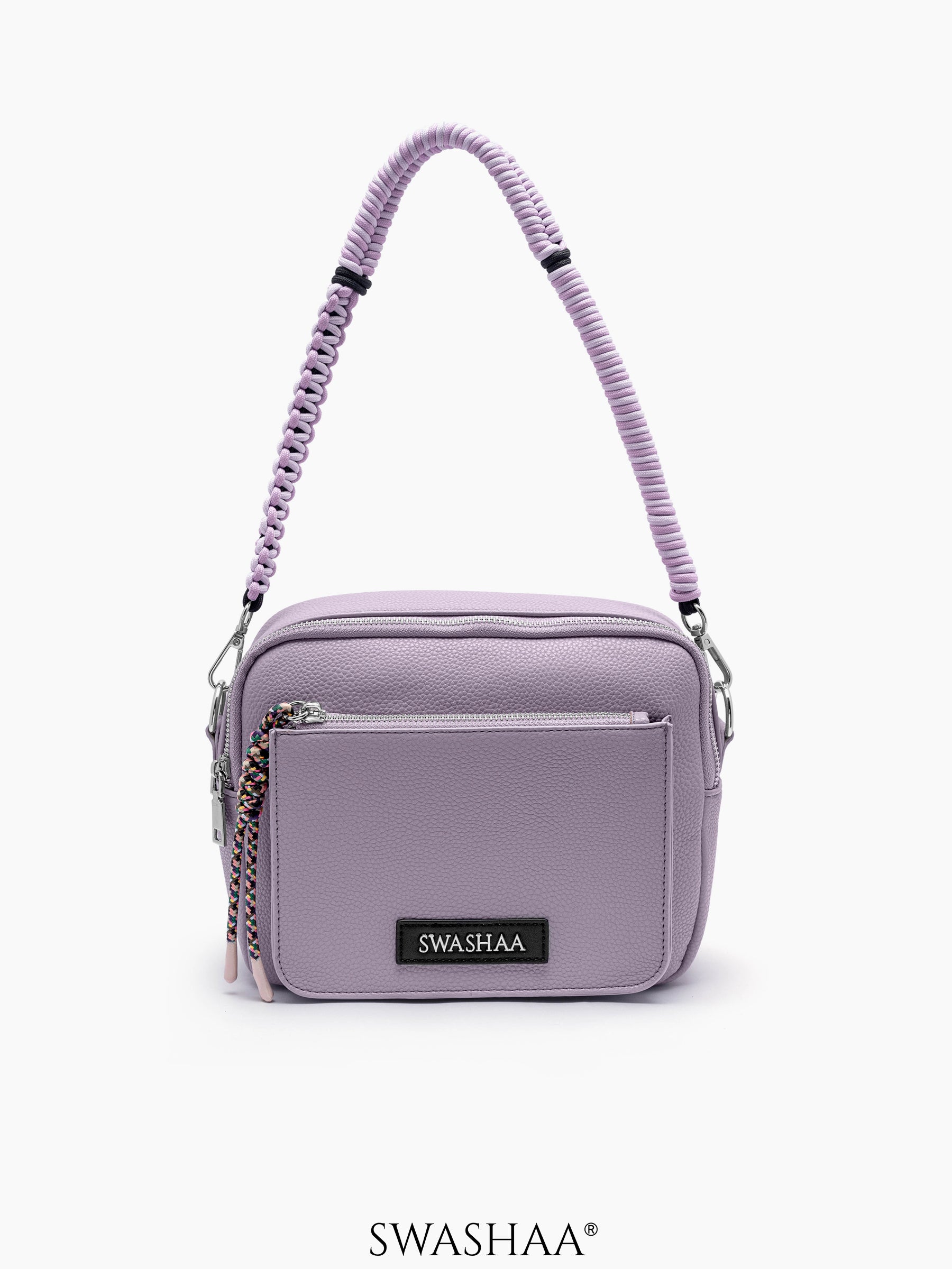Lilac Lavander Two Pocket Women's Leather Shoulder Bag
