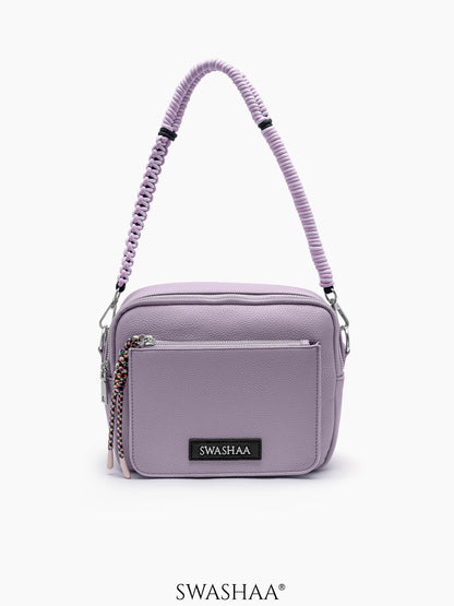 Lilac Lavander Two Pocket Women's Leather Shoulder Bag