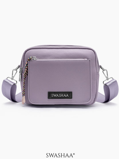 Lilac Lavander Two Pocket Women's Leather Shoulder Bag